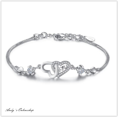 Damen Armband Herz Geschenk 925 Silber Zirkonia Geschenk für Frauen Arm Band