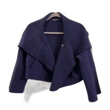 Oska Purple 100% Virgin Wool Short Cardigan Jacket Coat Women's Size Small
