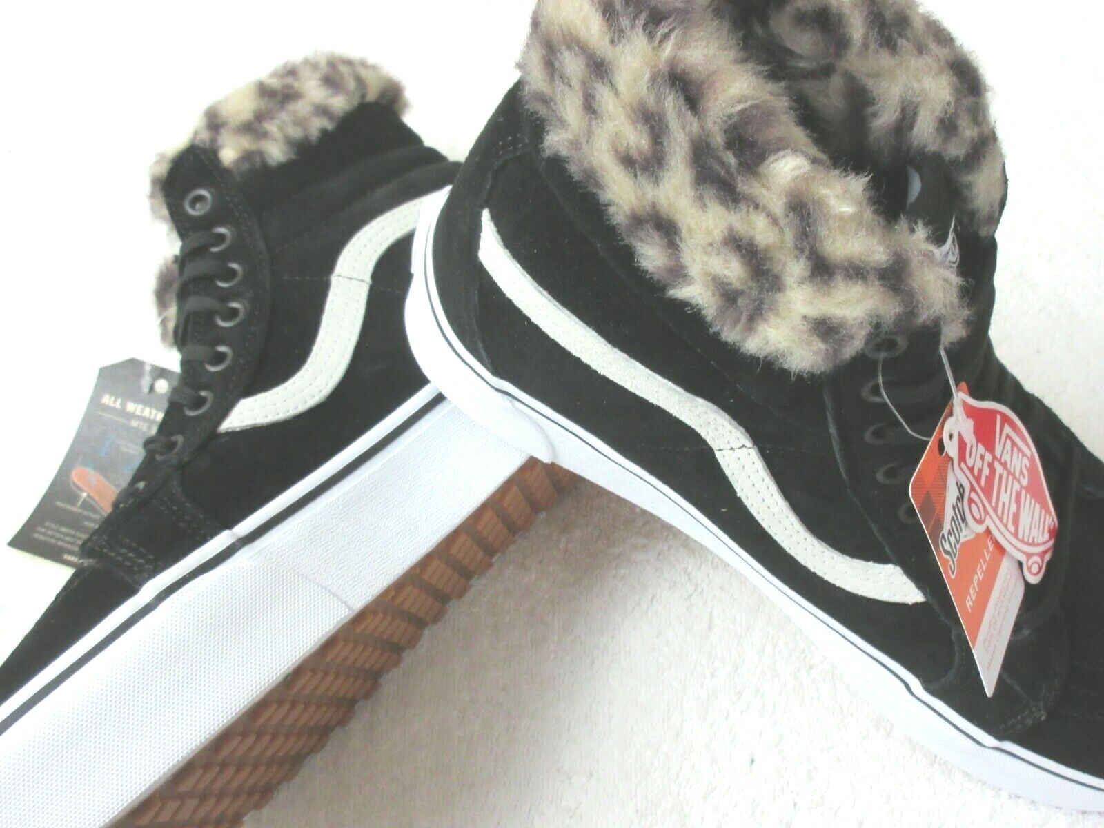 Botas de gamuza para todo clima Vans Sk8-Hi Platform MTE negras leopardo talla 5,5