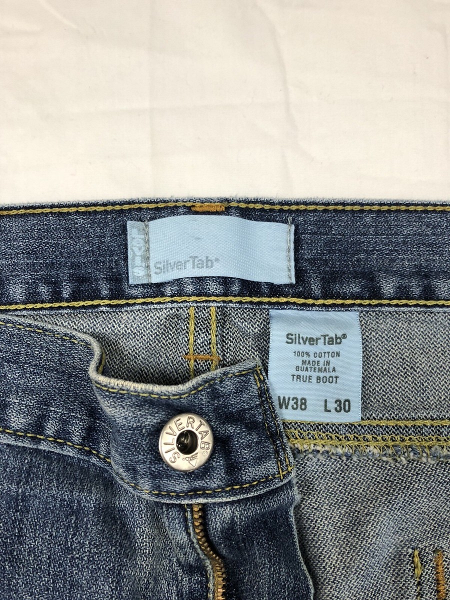 Vintage 90s Levis Silvertab True Boot Baggy Denim Blue Jean 38x31 
