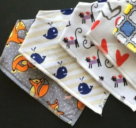Baby Bandana Drool Bibs Teething Infants Toddlers Set of 5 DOGS FOXES NEW  - Image 4 of 4
