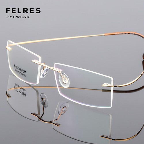 Metal Square Anti Blue Light Nearsighted Glasses Unisex Rimless Myopia Glasses - Picture 3 of 33