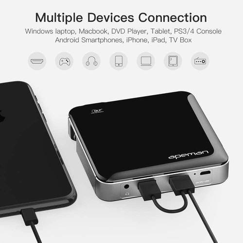 Mini Portable Projector,Video DLP 1080P HDMI Input Built-in Rechargeable Battery - Picture 2 of 9