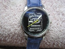 JACK DANIELS WHISKEY MENS WRIST WATCH - BLUE LEATHER STRAP - NEW & WORKING WELL
