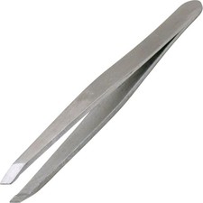 Stainless Steel Slanted Tip Eyebrow Plucking Hair Removal Tweezers 2 7/8"