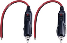 12V Male Cigarette Lighter Plug with LED Lights, 15A Fuse, and Tin Size: 2PACK
