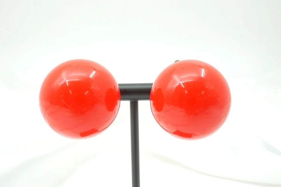 Yves Saint Laurent Seltenes Vintage 80s Ysl Logo Kugel Ohrringe Harz Retro Rot - Bild 3 von 4