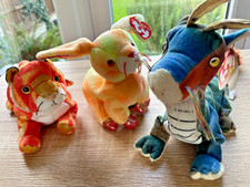 Vintage TY Beanie Babies Zodiac Collection Bundle X3 Vintage Dragon Rabbit Tiger