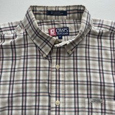 VTG Chaps Ralph Lauren S/S Shirt Plaid Brown XL