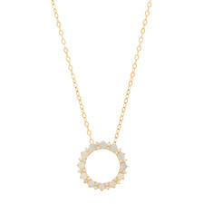 Welry Gemstone Circle Pendant in 14K Yellow Gold, 18"