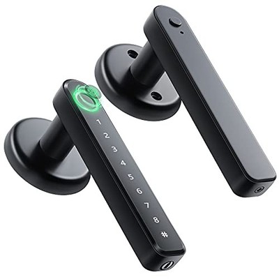 Fingerprint Door Handle for Bedrooms - 191F 3-in-1 Fingerprint 191FBlack3in1