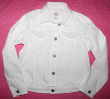 WONDER NATION White Classic Jean Jacket Girls Size M 7 8 Stretch Cotton Pockets