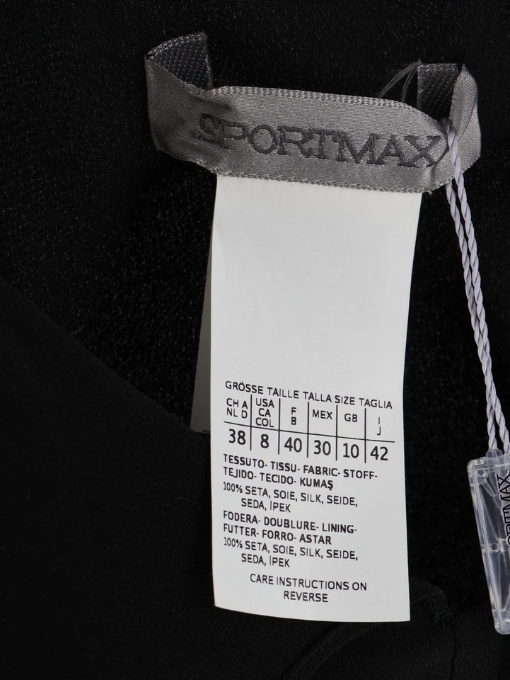 Blusa Sportmax Nalut negra seda sin mangas con drapeado en un lado US 8/L Foto 3 de 4