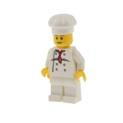 1x Lego Minifigur Town City Mann Koch Kochmütze Augenbrauen rot braun chef017b - Bild 1 von 3