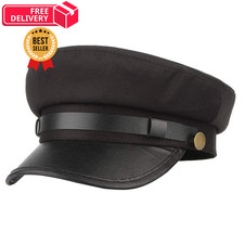 YUWXII Chauffeur Hat for Men Women, Classic Vintage Captain One Size, Black