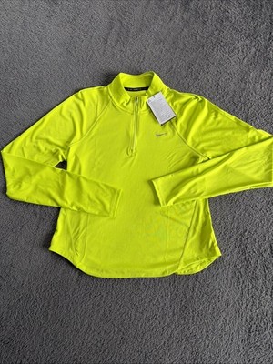 Nike Dri Fit Damen-Laufoberteil mit 1/4-Reißverschluss Medium Volt NEU