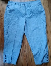 Talbots Perfect Crop - Womens Petite Casual Crop 100 Cotton Blue Pants. Size 14P