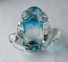 Vintage Art Glass Frog Figurine Paperweight Murano Style
