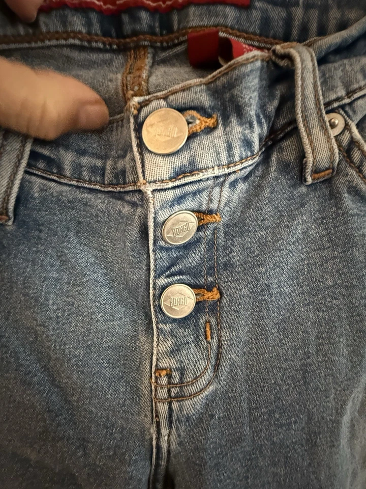 Vaqueros de tiro bajo azules con look desgastado niñas talla pequeña 4/5 niños Foto 4 de 4