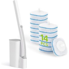 Toilet Bowl Cleaner Wand with 14 Refills, Disposable Toilet Brush Set with