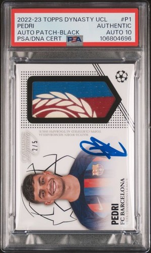 2022-23 Topps Dynasty Pedri #AP-P1 Autograph Patch Sponsor Black /5 PSA Auto 10