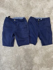 Chaps Boys Navy Blue Chino Shorts Flat Front Elastic Waist Casual Set of 2