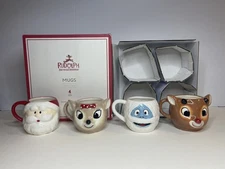 Pottery Barn Kids S/4 Rudolph Character Mugs 10 OZ NIB Clarice Santa Bumble