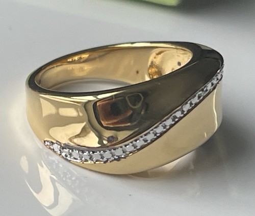 Bicolor Sterlingsilber Wellenring mit Diamant Akzenten Gr. 7 Neu im Karton - Bild 8 von 9