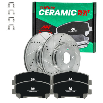 Rear Drill/Slot Rotors + Ceramic Copper Free Brake Pads For Mitsubishi 2007-2015
