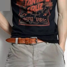 Men’s Genuine Cowhide Leather Belt | Casual Formal Buckle Strap | Brown/Black |