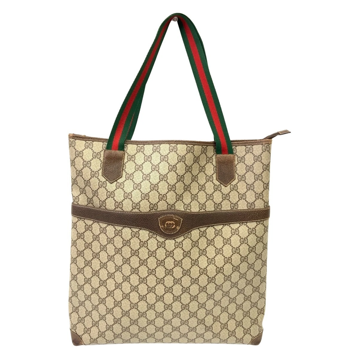 Sac fourre tout Gucci Old Sherry Line Gg Plus 002 40 0694 beige rayures et taches