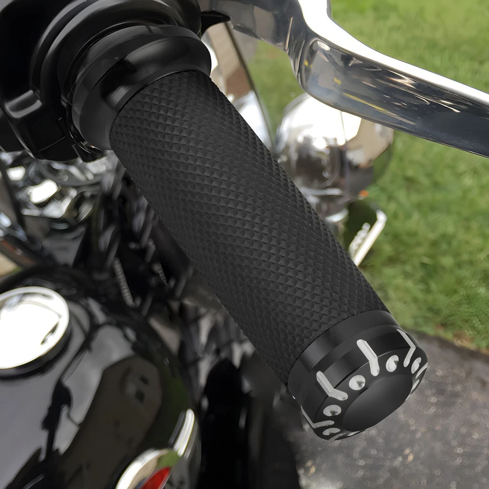 Black 1" Electronic Throttle Handle Bar Hand Grips For Harley Touring Road us Foto 2 de 4
