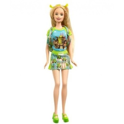 Dreamworks Shrek BARBIE Doll with Backpack Shrek Keychain 2004 Mattel H1703 NRFB