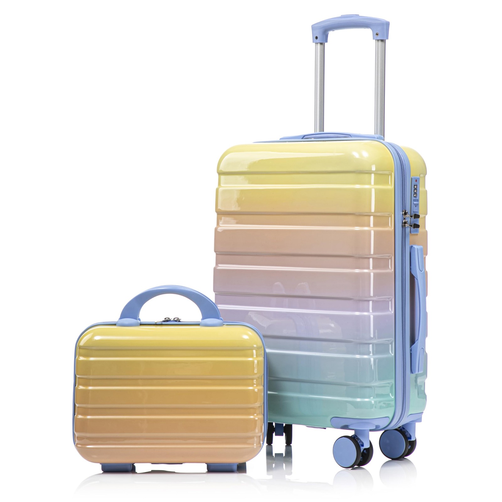 Set 20" 14" Tsa Lock Spinner Wheels Blue Yellow Pc