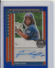 2026 USA Stars & Stripes Paris Head Prizm Blue Auto #/49 13U/14U Athlete Dev. Pr