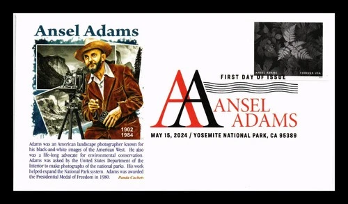 US COVER ANSEL ADAMS LANDSCAPE PHOTOGRAPHER IMPERFORATE FDC PANDA CACHET