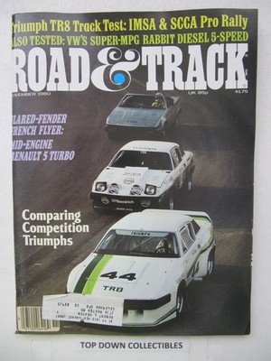 Road & Track Magazine   November 1980  Triumph TR8, VW Rabbit Diesel 5-Speed