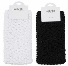 Isabella Crochet Headband Hair Wrap White  Black Solid 2-Pack Set New
