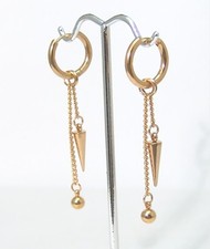 Hoop Earrings with Dangles Gold PVD Surgical Steel Sensitive Ears Hypoallergenic