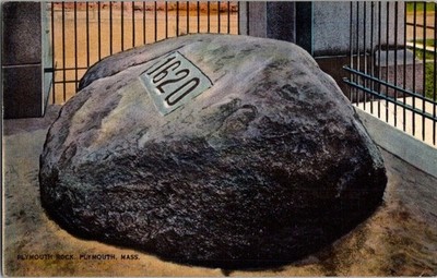 Plymouth Rock 1620 Massachusetts Historic Landmark Tichnor Postcard
