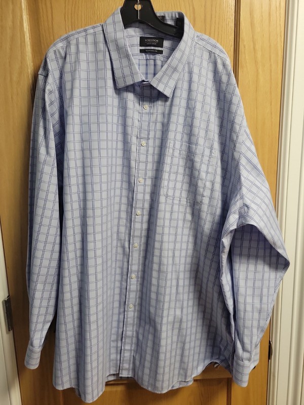 Big Mens Blue Plaid Traditional Fit Shirt By Nordstrom Size 20 38