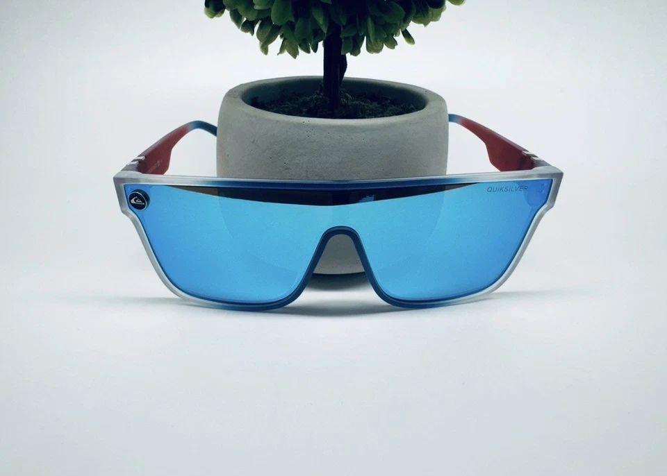 Gafas de sol Quiksilver SciFi Shield EE. UU. Rojo Blanco Azul Marco Azul Espejo Nuevo en caja Foto 3 de 4