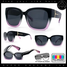 Polarized Oversized High Temple Horn Rim Fit Over Fashion Sunglasses