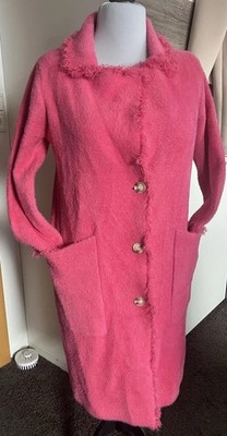 Rino Pelle Kuscheliger Mantel Fransen Gr M Pink Rosa Top Zustand Auffällig Farbe