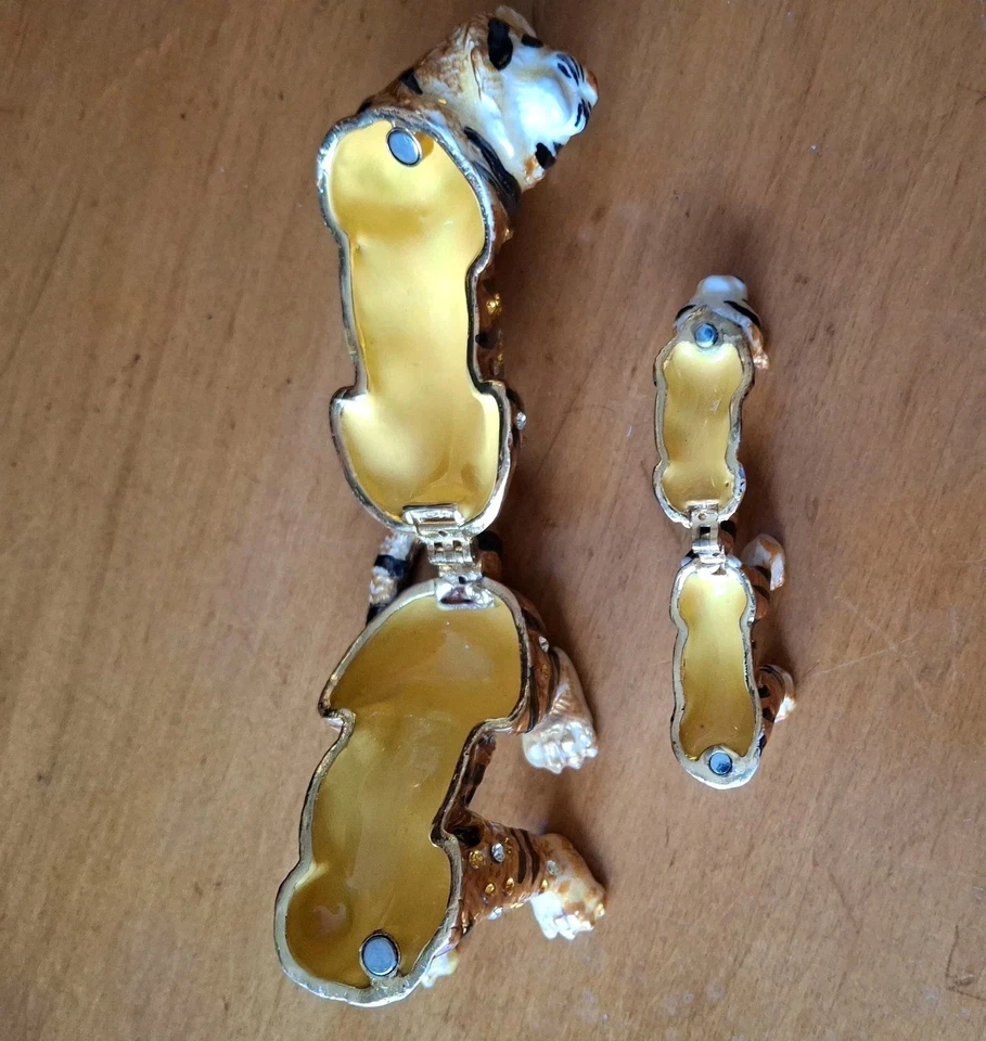 RUCINNI Tigre y Cob Swarovski Cristal Baratija Caja Esmaltada Set 2 Magnéticos Foto 4 de 4