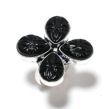 Black Onyx Gemstone 925 Sterling Silver Gift Jewelry Ring Size 8 Q527