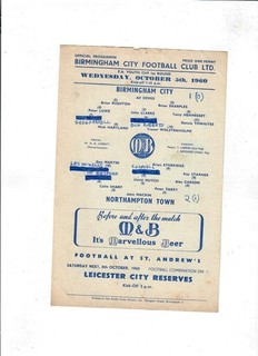 Birmingham City U18 v Northampton Town U18 (FA Youth Cup 1st Rd) 05/10/1960