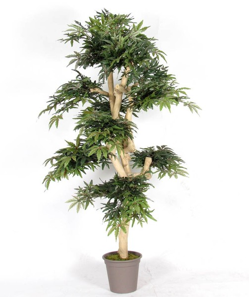 Artplants Kunstbaum Japanischer Ahorn Antip, Echtstamm, GrüN-Rot, 150Cm-image