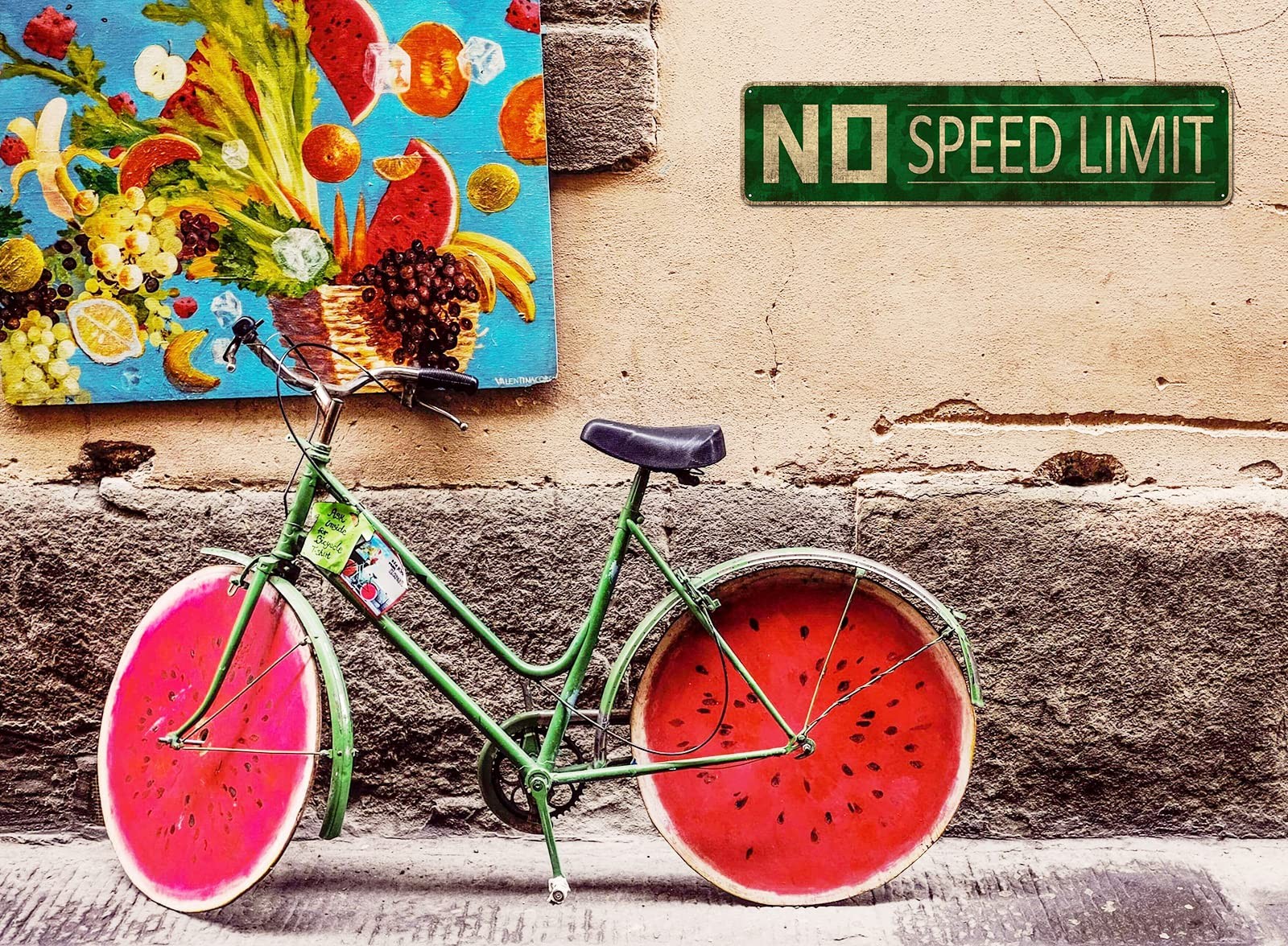 No Speed Limit Sign, Vintage Reproduction Funny Garage Man Cave Metal Sign 4"...