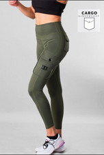 Dark Green Full Length Ankle Leggings W/Pockets Womens Size SMALL